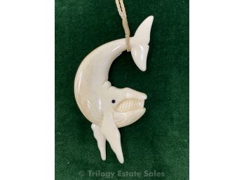 Carved Bone Humpback Whale Necklace