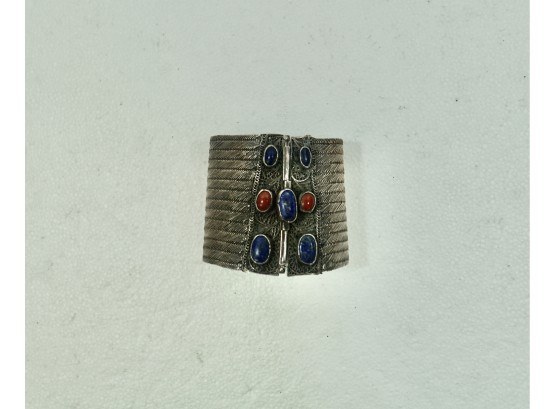 Sterling Silver Cuff Bracelet With Stones