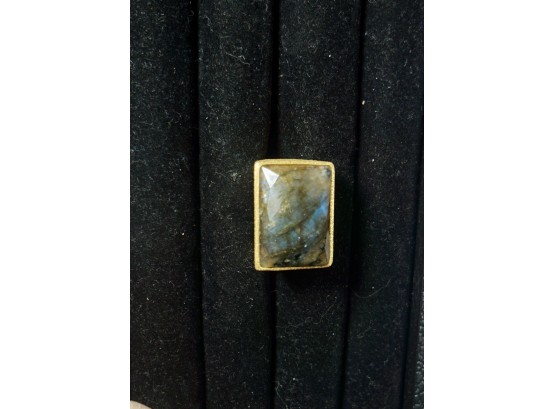 Sterling Gold Wash Labradorite Ring Size 8