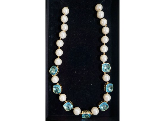 PEARL BLUE STONE NECKLACE