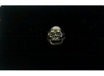 Sterling Silver Skull Ring W/ Reticulated Lower Jaw