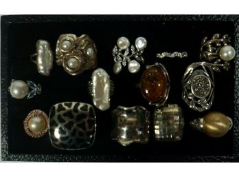 Lot Of 14 Assorted Sterling Silver Rings Size 8