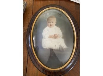 Antique Oval Convex Frame And Portrait