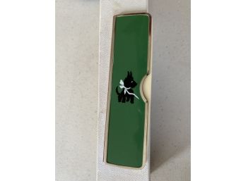Vintage Green Enamel Scotty Dog Case With Comb