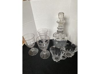 Glass Decanter, Creamer & Sugar & 2 Glasses V2