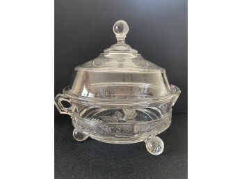 Decorative Footed Glass Covered Dish K1