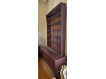 Antique Tall Wooden Bookcase On Chest