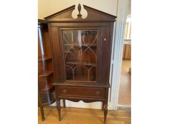 Petite Vintage China Cabinet With 1 Drawer On 4 Tall Legs