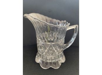 Antique EAPG Scallop Top And Base Wide Pitcher H1