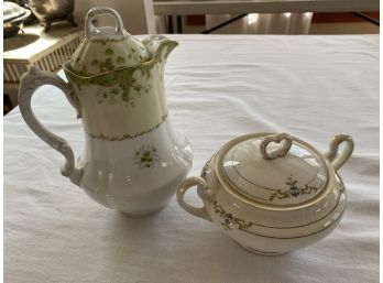 Antique Creamer And Covered Sugar Bowl In Different Patterns That Work!
