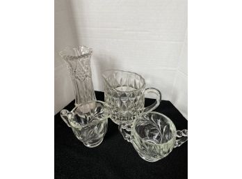 Glass Vase, Sugar And Creamer, Pitcher W2