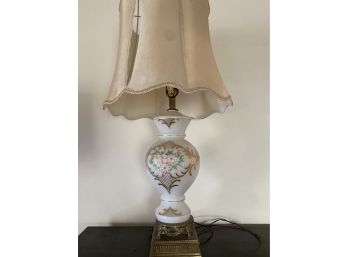 Hand Painted Porcelain Lamp On Brass Base