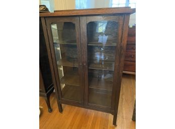 Antique Walnut Bookcase With 3 Shelves And Glass Sides