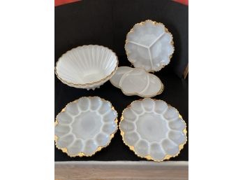 Anchor Hocking Fire King Milk Glass Dishes And More 5pcs