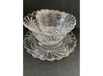 Art Deco Glass Bowl With Plate U1