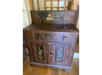 Antique Cabinet With Painted Flowers