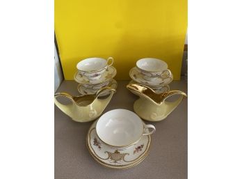 5 Cauldron Ware Tea Cups And Saucers Plus Pure China Creamer And Sugar Bowl