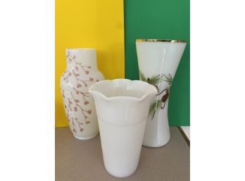 3 White Decorative Vases