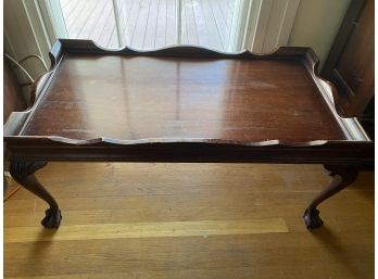 Mahogany Coffee Table With Carved Ball & Claw Feet