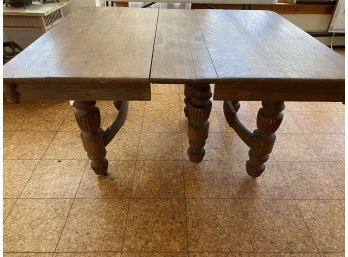 Antique Empire Solid Wood Dining Table With Carved Legs