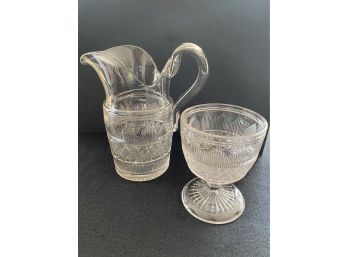 Pressed Glass Pitcher And Goblet N1