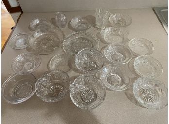 Misc Pressed Glass Lot Bowls, Plates, Etc