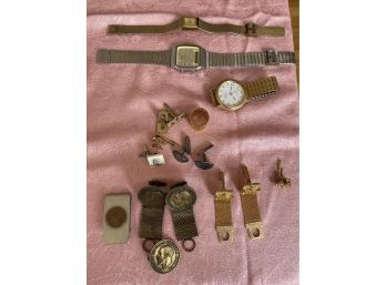 Vintage Watches, Cuff Links And Wheat Penny