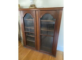 Wooden Bookcase With Glass Archway Doors