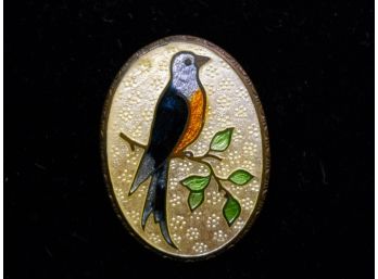 Lovely Enameled Bird Pin
