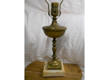 Old Brass Lamp. Solid- Turned