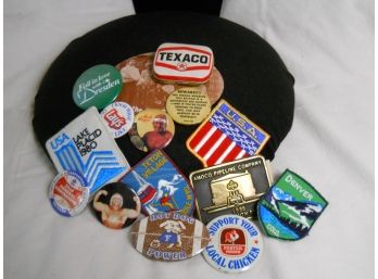 Badges, Buttons,buckles & A Box.
