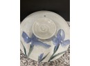 Pottery Covered Baking Dish With Purple Irises