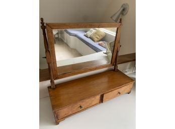 Antique Maple Shaving Mirror With 2 Fitted Drawers