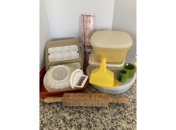 Tupperware, Patterned Rolling Pin, Etc.