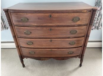 American Federal Flame Birch Crossbanded Mahogany Bowfronted Four Drawer Chest
