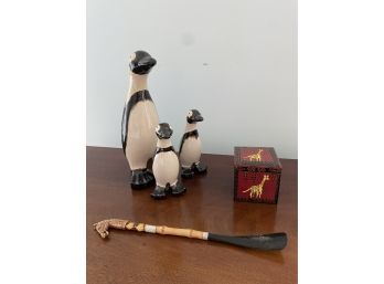 3 Penguins, Horse Head Shoehorn, Decorative Box