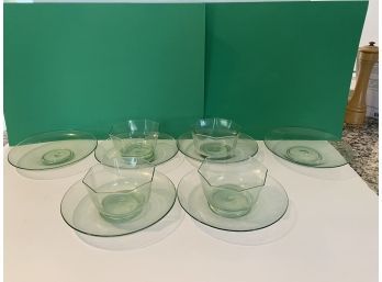 10 Green Glass Dishes