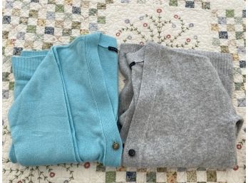 2 Ladies Long Cardigan Sweaters Aqua And Gray (xl -1x)