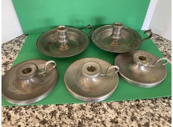5 Pewter Candle Holders