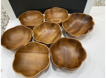 7 Vintage Monkey Pod Wood Bowls