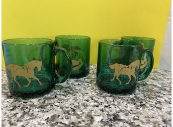 4 Green Glass Essex County Trail Assocation Mugs