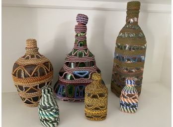 Colorful String Art Bottle Collection