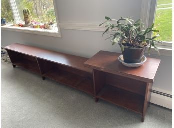 Long Vintage Wooden Bench With Shelf Under
