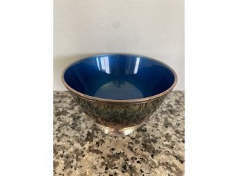 Towle Silver Plate Blue Enamel Bowl