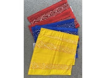 2 Red, 2 Blue, 2 Yellow Hand Painted Placemats