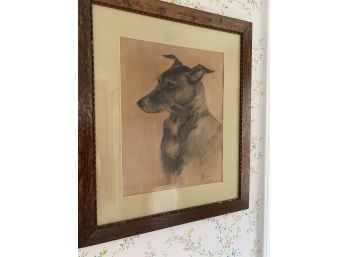 Portrait Of Lurcher In Wood Frame By Ware Inscribed And Dated 1899