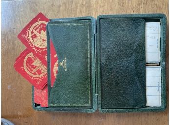 Vintage Cards In Green Leather Case