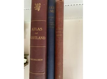 3 Large Books Including Atlas Of Scotland, English Homes & Leeds Castles