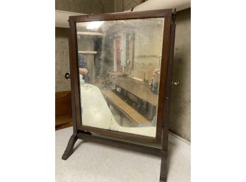 Antique Table Top Tilt Mirror W/ Brass Handles