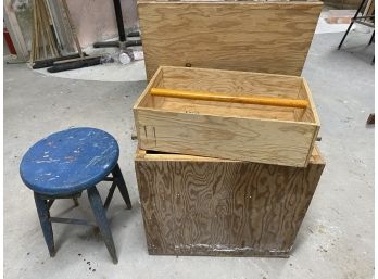 Old Stool And Handmade Rag Box